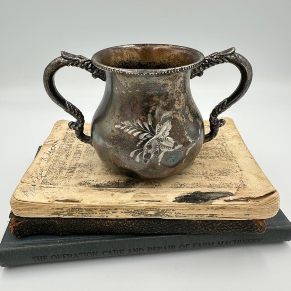 Antique Middletown Plate Co. Silver Plated Sugar Bowl‎ Urn Floral Etching 39